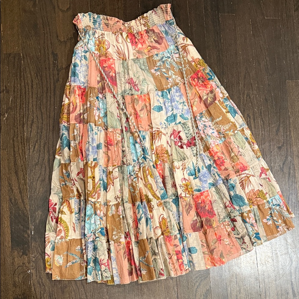 Zimmermann Multicolor Patchwork A-Line Skirt - image 1